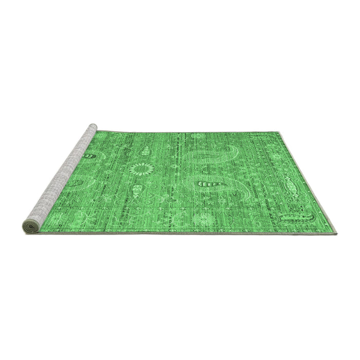 Sideview of Machine Washable Persian Emerald Green Traditional Area Rugs, wshtr145emgrn