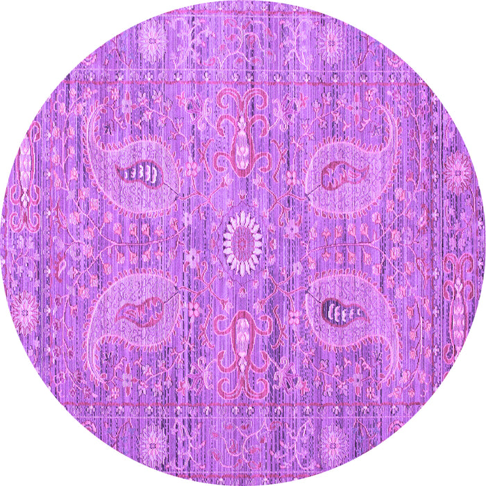 Round Persian Purple Traditional Rug, tr145pur