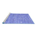 Sideview of Machine Washable Persian Blue Traditional Rug, wshtr145blu