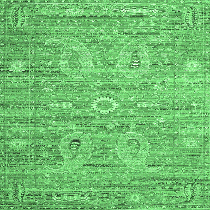 Square Persian Emerald Green Traditional Rug, tr145emgrn