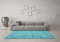 Machine Washable Persian Light Blue Traditional Rug in a Living Room, wshtr145lblu