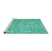 Sideview of Machine Washable Persian Turquoise Traditional Area Rugs, wshtr145turq