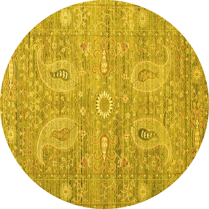 Round Persian Yellow Traditional Rug, tr145yw