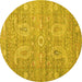 Round Persian Yellow Traditional Rug, tr145yw