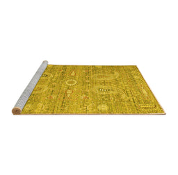 Sideview of Machine Washable Persian Yellow Traditional Rug, wshtr145yw