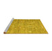 Sideview of Machine Washable Persian Yellow Traditional Rug, wshtr145yw