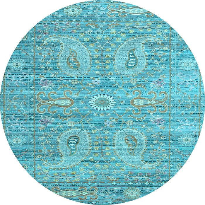Round Machine Washable Persian Light Blue Traditional Rug, wshtr145lblu