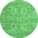 Round Persian Emerald Green Traditional Rug, tr145emgrn