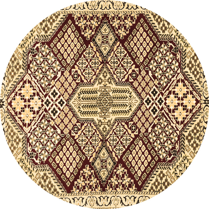 Round Persian Brown Traditional Rug, tr1460brn