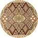 Round Persian Brown Traditional Rug, tr1460brn