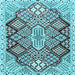 Square Persian Light Blue Traditional Rug, tr1460lblu