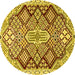 Round Machine Washable Persian Yellow Traditional Rug, wshtr1460yw