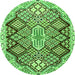 Square Persian Green Traditional Rug, tr1460grn