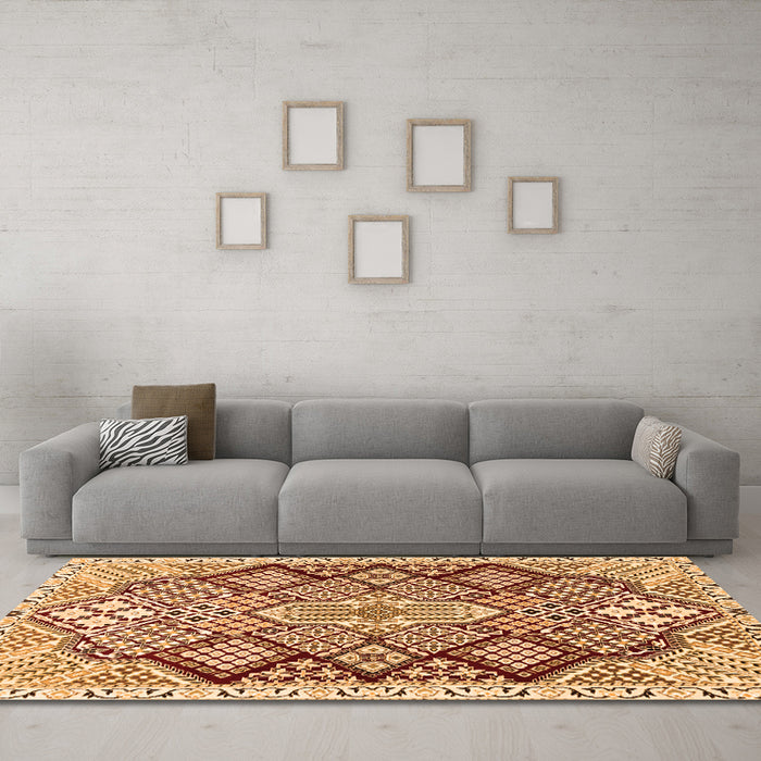 Machine Washable Persian Orange Traditional Area Rugs in a Living Room, wshtr1460org