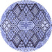 Round Persian Blue Traditional Rug, tr1460blu