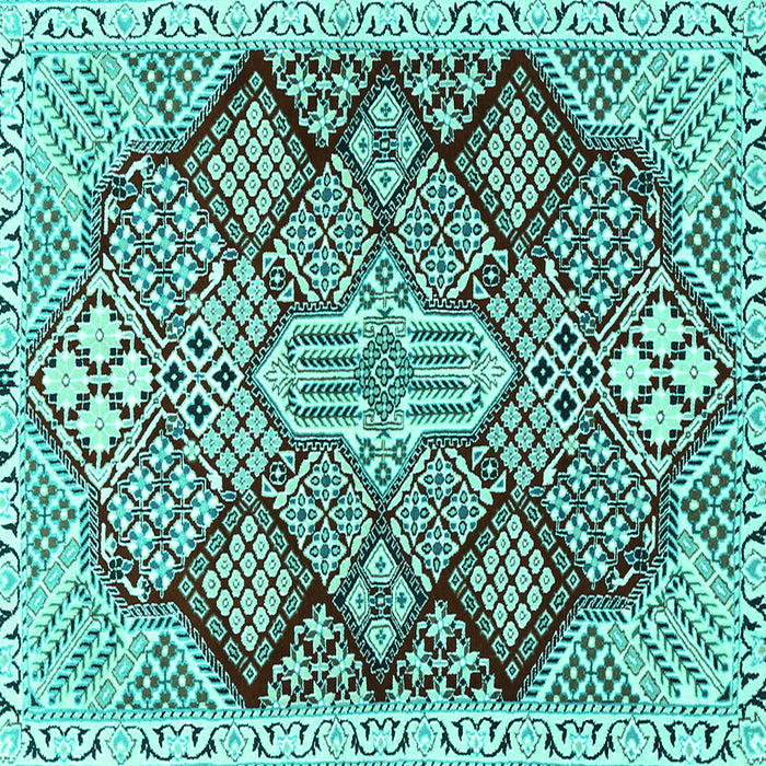Square Machine Washable Persian Turquoise Traditional Area Rugs, wshtr1460turq