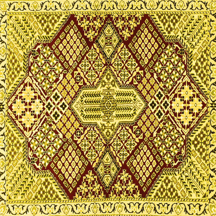 Square Machine Washable Persian Yellow Traditional Rug, wshtr1460yw
