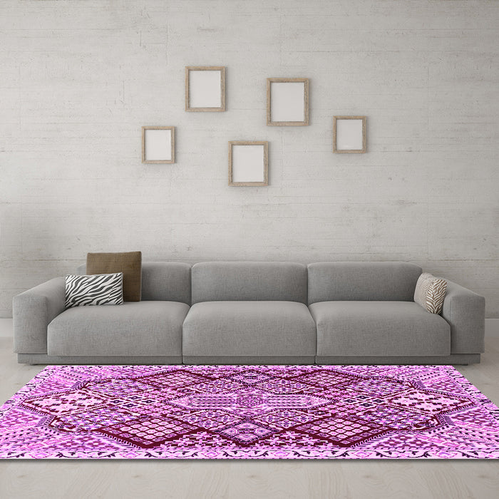 Machine Washable Persian Pink Traditional Rug in a Living Room, wshtr1460pnk
