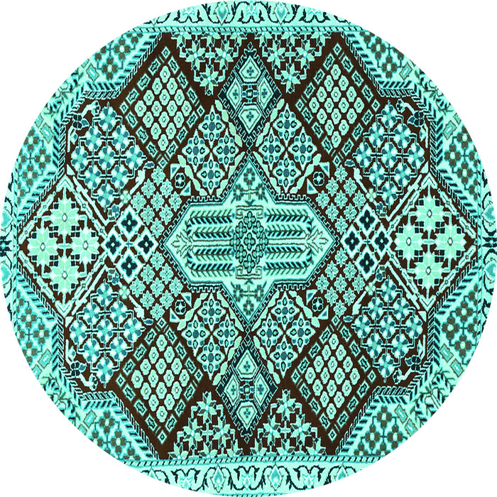 Round Persian Turquoise Traditional Rug, tr1460turq