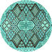 Round Persian Turquoise Traditional Rug, tr1460turq