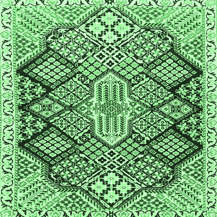 Square Persian Emerald Green Traditional Rug, tr1460emgrn