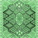 Square Persian Emerald Green Traditional Rug, tr1460emgrn