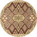 Round Machine Washable Persian Brown Traditional Rug, wshtr1460brn