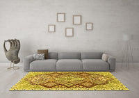 Machine Washable Persian Yellow Traditional Rug, wshtr1460yw