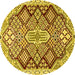 Round Persian Yellow Traditional Rug, tr1460yw