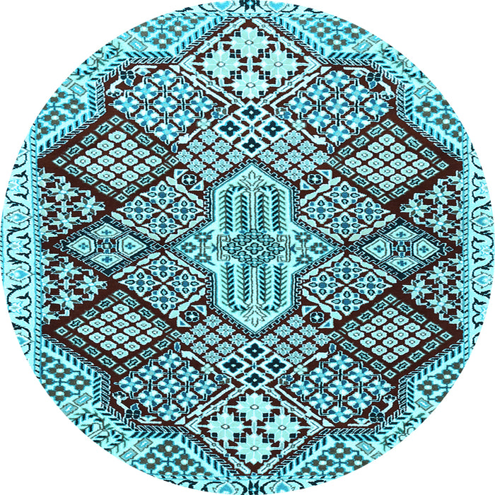 Round Persian Light Blue Traditional Rug, tr1460lblu