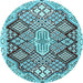 Round Persian Light Blue Traditional Rug, tr1460lblu