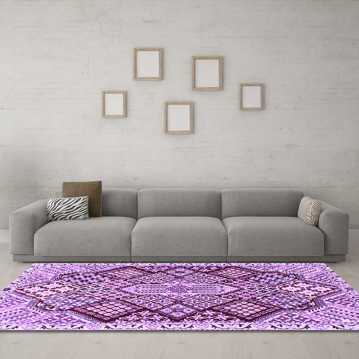 Machine Washable Persian Purple Traditional Area Rugs in a Living Room, wshtr1460pur