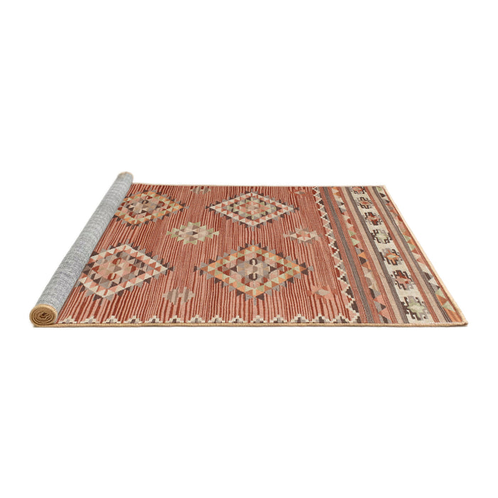 Sideview of Machine Washable Traditional Sandy Brown Rug, wshtr1461