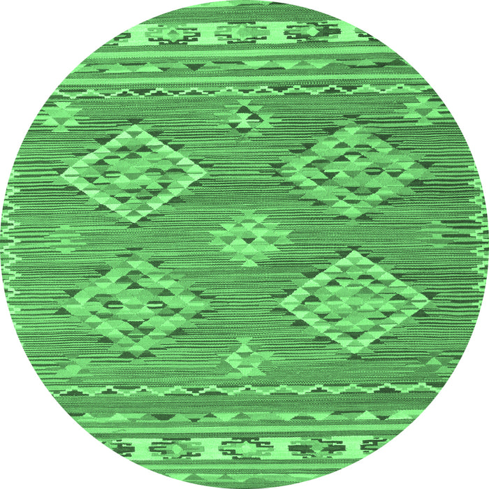 Round Persian Emerald Green Traditional Rug, tr1461emgrn