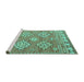 Sideview of Machine Washable Persian Turquoise Traditional Area Rugs, wshtr1461turq