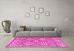 Machine Washable Persian Pink Traditional Rug in a Living Room, wshtr1461pnk