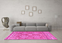 Machine Washable Persian Pink Traditional Rug, wshtr1461pnk