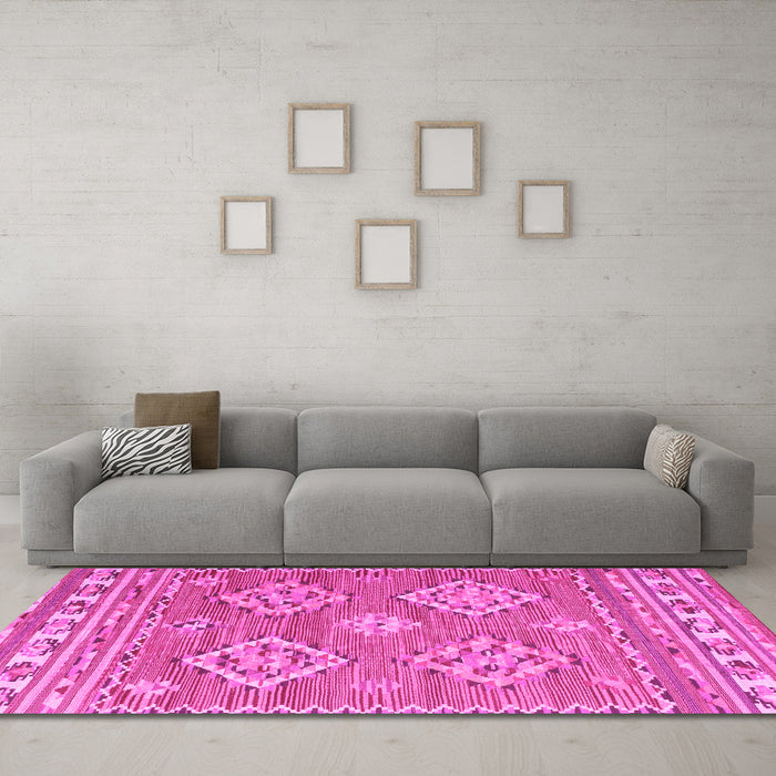 Machine Washable Persian Pink Traditional Rug in a Living Room, wshtr1461pnk