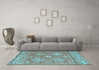 Machine Washable Persian Light Blue Traditional Rug, wshtr1461lblu