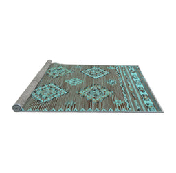 Sideview of Machine Washable Persian Light Blue Traditional Rug, wshtr1461lblu