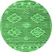 Round Machine Washable Persian Emerald Green Traditional Area Rugs, wshtr1461emgrn