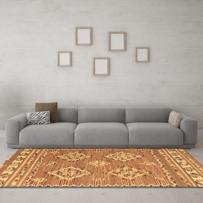 Machine Washable Persian Brown Traditional Rug in a Living Room,, wshtr1461brn
