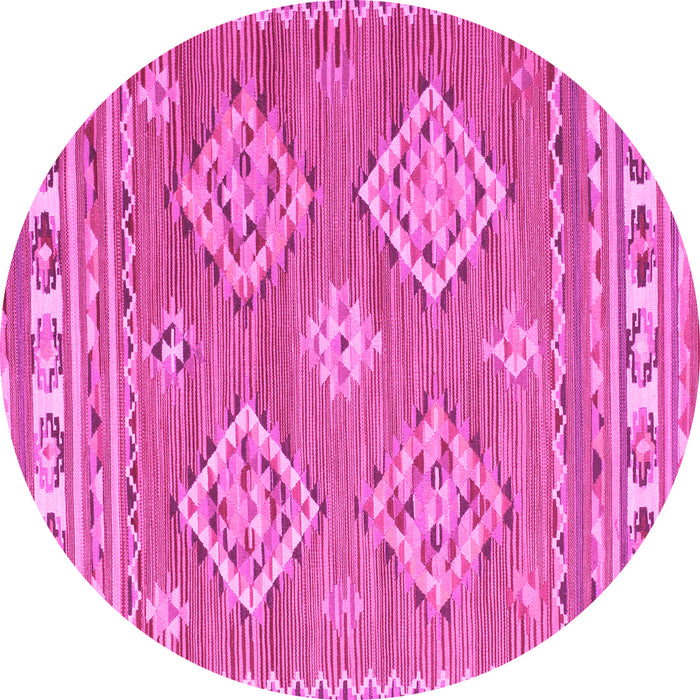 Round Machine Washable Persian Pink Traditional Rug, wshtr1461pnk