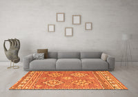 Machine Washable Persian Orange Traditional Rug, wshtr1461org