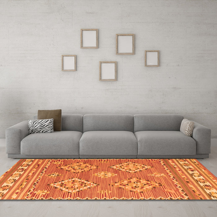 Machine Washable Persian Orange Traditional Area Rugs in a Living Room, wshtr1461org