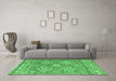 Machine Washable Persian Emerald Green Traditional Area Rugs in a Living Room,, wshtr1461emgrn