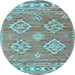 Round Persian Light Blue Traditional Rug, tr1461lblu