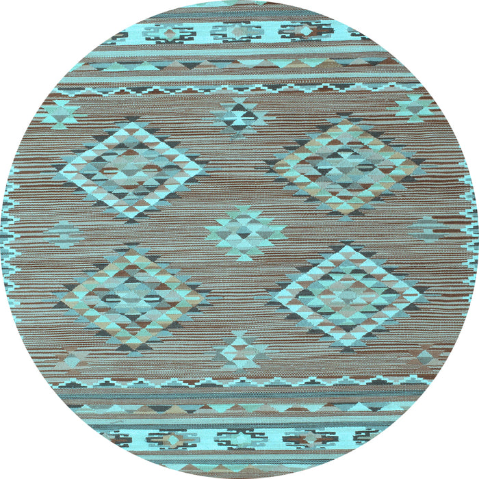 Round Machine Washable Persian Light Blue Traditional Rug, wshtr1461lblu