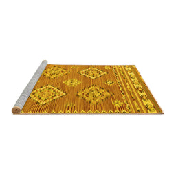 Sideview of Machine Washable Persian Yellow Traditional Rug, wshtr1461yw