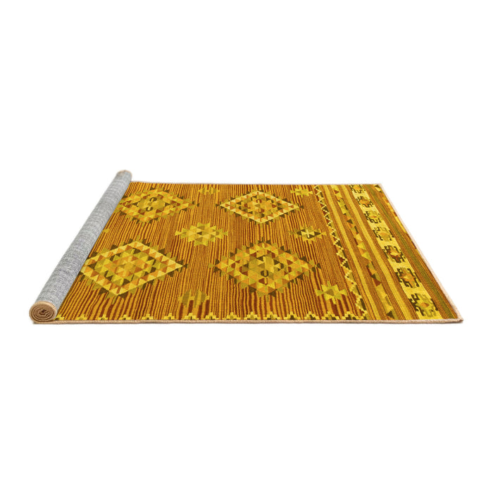 Sideview of Machine Washable Persian Yellow Traditional Rug, wshtr1461yw